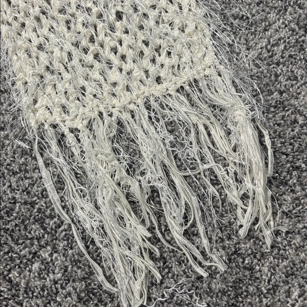 Like New Hand Crafted Knitted Scarf Ivory